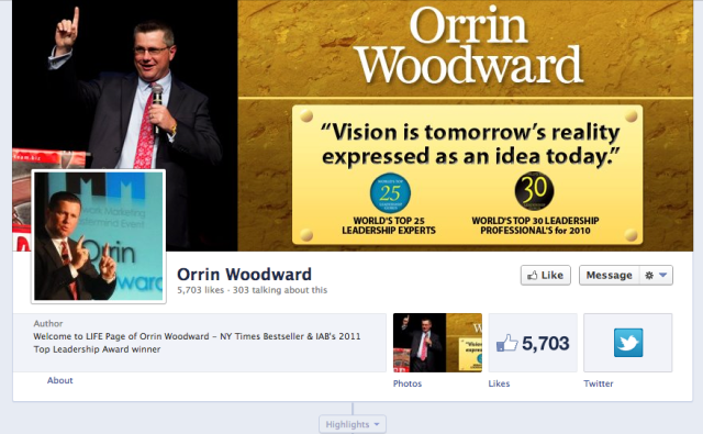 Orrin Woodward Cover Photo on Facebook. Leadership Guru No More.